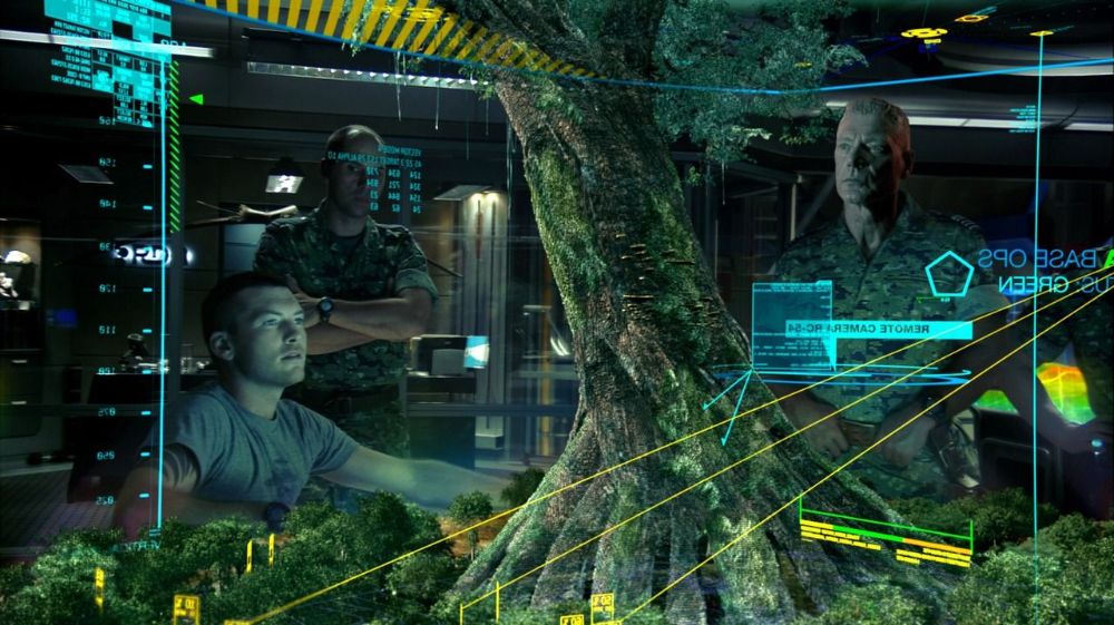 Avatar Futuristic Display showing a tree structure projected in 3D.