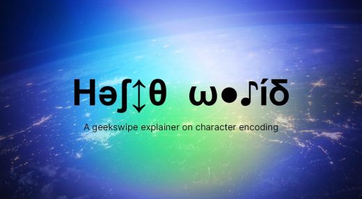 The text hello world written as 'Həʃ↕θ ω●♪íδ' with earth in the background to represent different characters from the world.