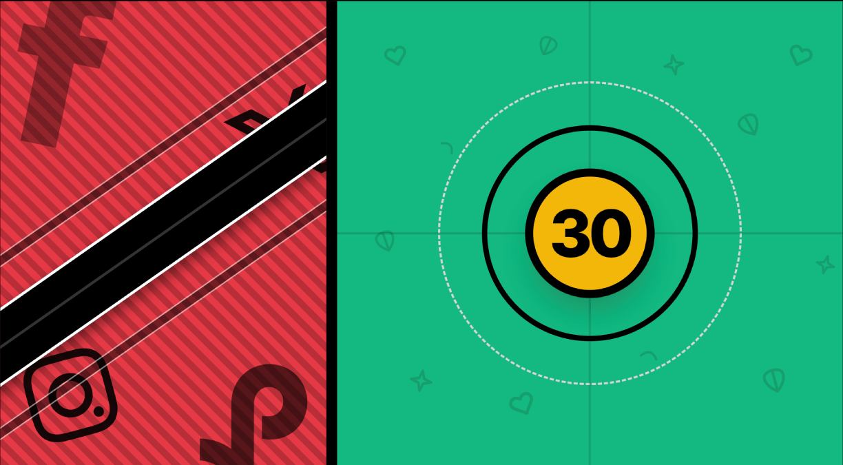 An illustration showing the 30 day detox number for social media apps.