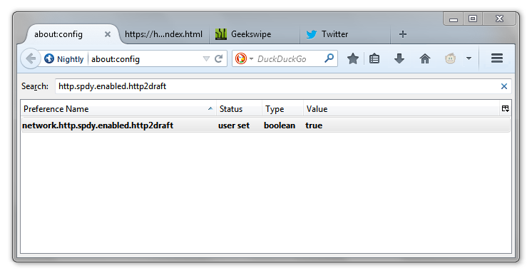 Geekswipe HTTP 2.0 Resource Firefox Nightly 2