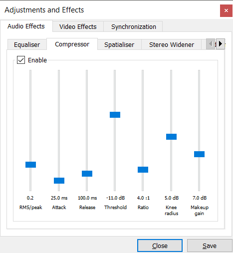 VLC Volume Dynamic Range Compression Screenshot