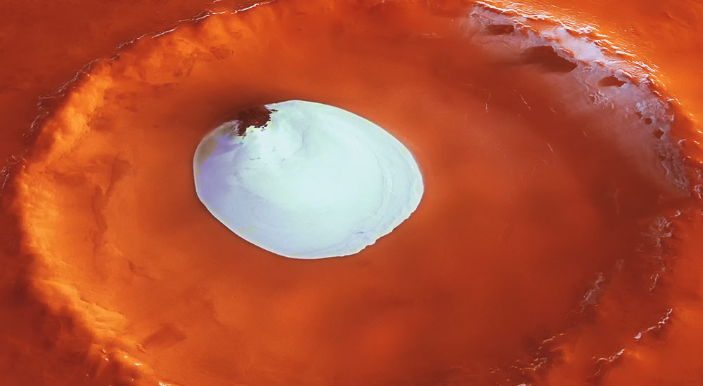 crater ice on mars