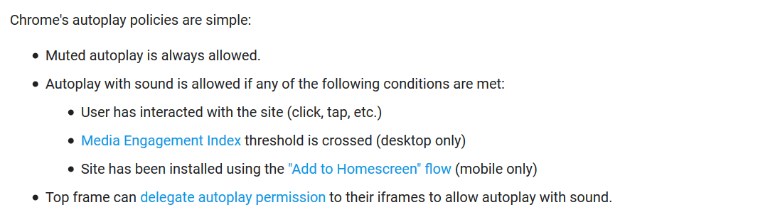 Chrome autoplay policies