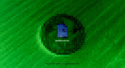 Artwork of a text file named buddycoin.txt by Geekswipe.
